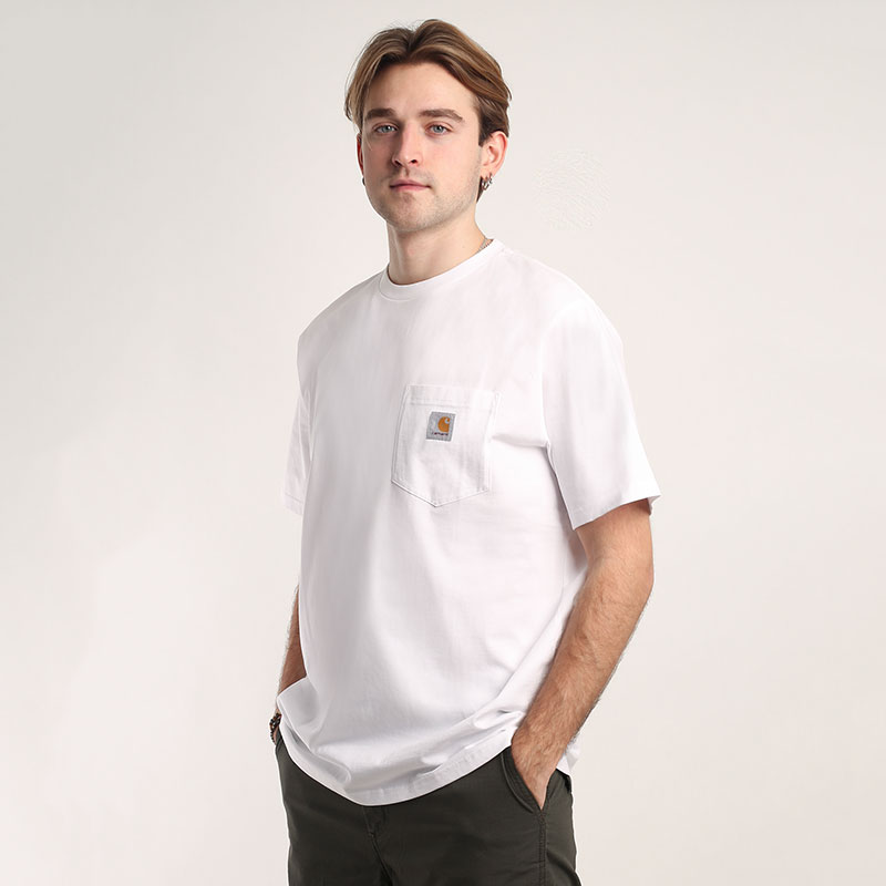 мужская белая футболка Carhartt WIP S/S Pocket T-Shirt I030434-white - цена, описание, фото 3